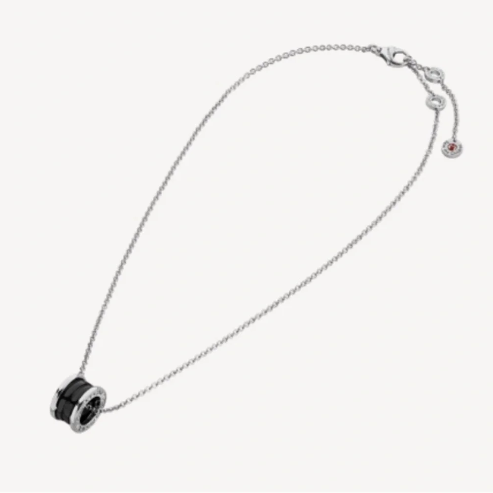 NIB Bulgari Sterling Silver + Ceramic Pendant Necklace, Unisex - Picture 3 of 13
